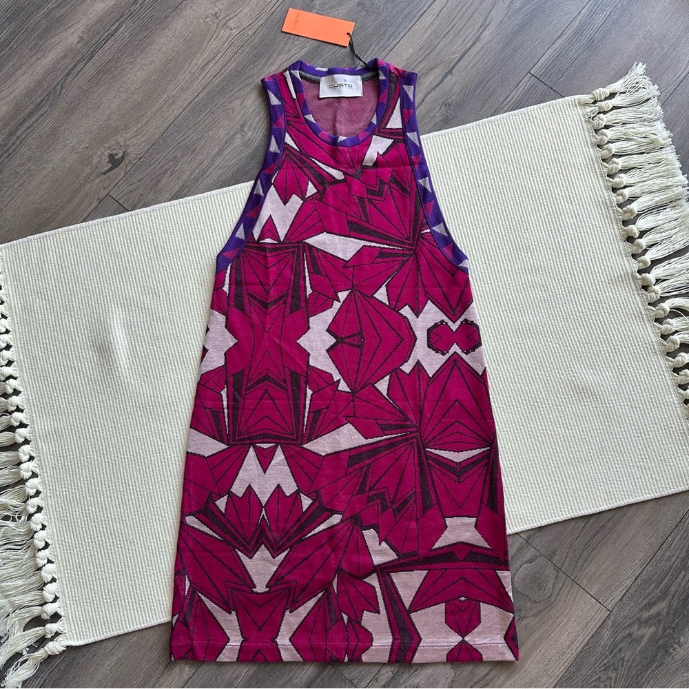CUSTO BARCELONA Fuchsia Sleeveless Knit Boho Chic Pink Dress - Picture 1 of 5